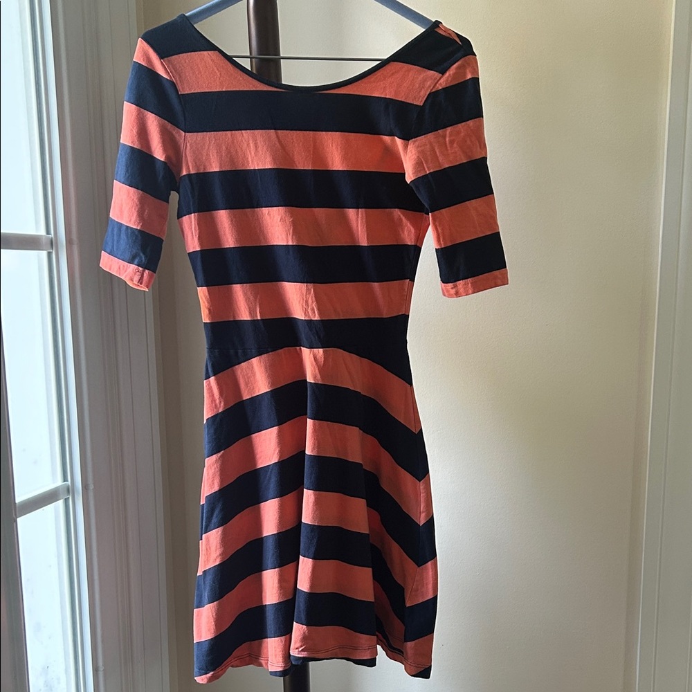 French Connection Coral and Navy Striped Mini Dress